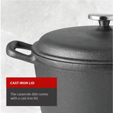 Lagostina Pre-Seasoned Casserole Dish, Cast Iron, Black, 6-qt image 3