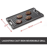 Lagostina Pre-Seasoned Cast Iron Reversible Grill, Oven & BBQ Safe, Black, 20-in x 10-in image 6