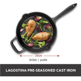 Lagostina Pre-Seasoned Cast Iron Skillet, Oven & Broiler Safe, Black, 10-in image 3