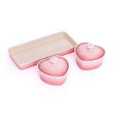 Lagostina Stoneware Heart Cocottes and Tray, Gradient Rose, 5-pc image 5