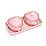 Lagostina Stoneware Heart Cocottes and Tray, Gradient Rose, 5-pc image 6