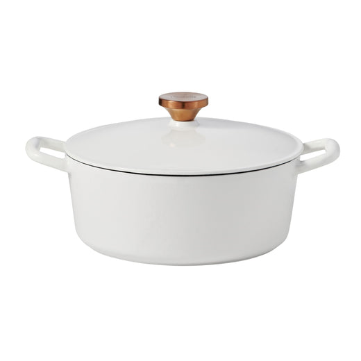 Lagostina Tuscan Collection Round Casserole Dish, Enamelled Cast Iron, White, 7-qt