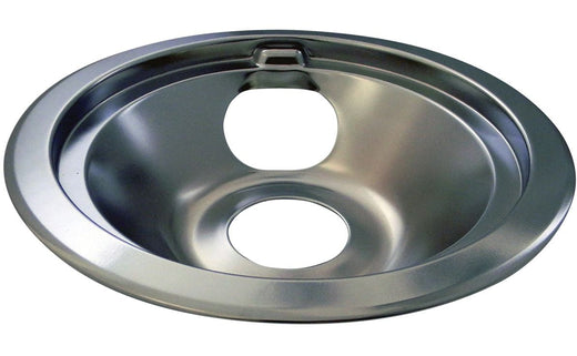Laser 62241 GE Stove Shallow-Draw Drip Pan with Trim Ring, Dishwasher Safe, Bright Chrome, 6-in