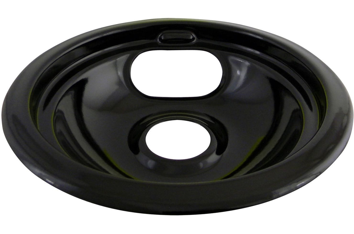 Laser 62243 Porcelain Stove Drip Pan with Trim Ring, Dishwasher Safe, Black, 6-in