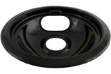 Laser 62243 Porcelain Stove Drip Pan with Trim Ring, Dishwasher Safe, Black, 6-in