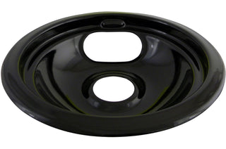 Laser 62243 Porcelain Stove Drip Pan with Trim Ring, Dishwasher Safe, Black, 6-in