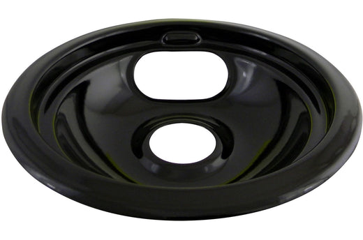 Laser 62243 Porcelain Stove Drip Pan with Trim Ring, Dishwasher Safe, Black, 6-in
