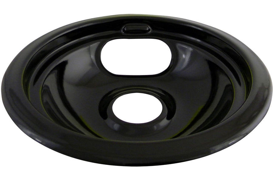 Laser 62243 Porcelain Stove Drip Pan with Trim Ring, Dishwasher Safe, Black, 6-in