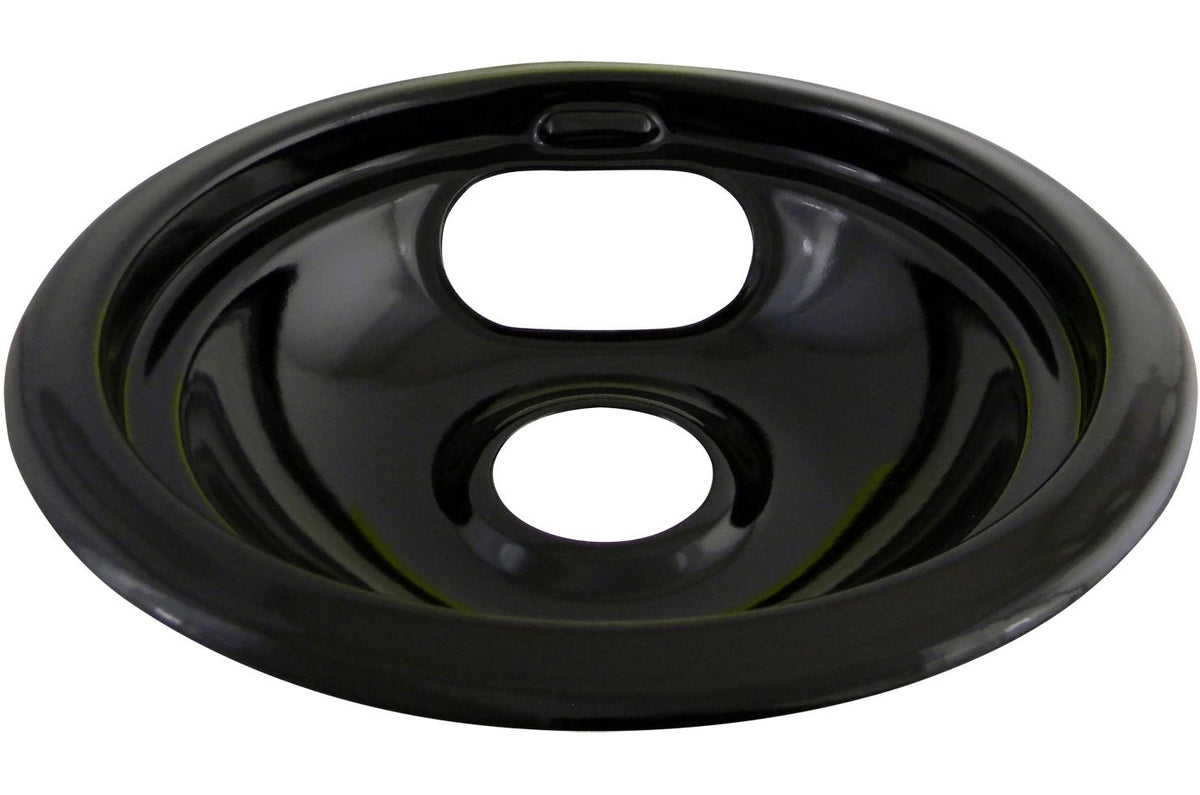 Laser 62244 Porcelain Stove Drip Pan with Trim Ring, Dishwasher Safe, Black, 8-in