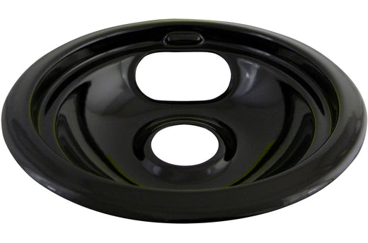 Laser 62244 Porcelain Stove Drip Pan with Trim Ring, Dishwasher Safe, Black, 8-in