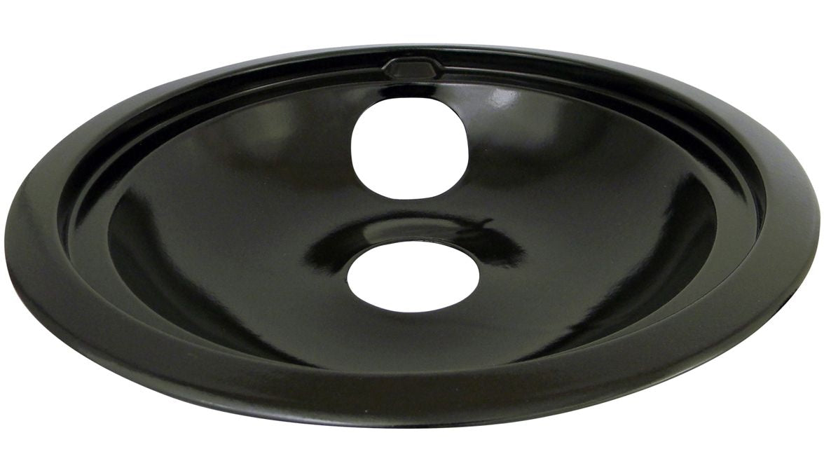 Laser 62248 GE Porcelain Stove Shallow-Draw Drip Pan with Trim Ring, Black, 8-in