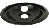 Laser 62248 GE Porcelain Stove Shallow-Draw Drip Pan with Trim Ring, Black, 8-in