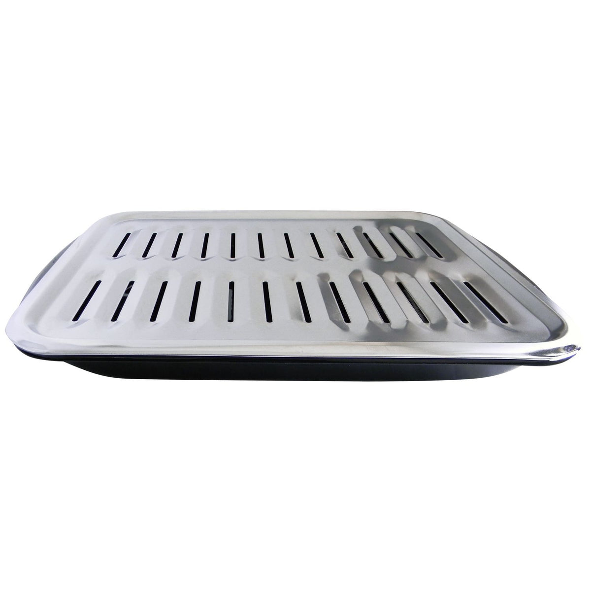 Laser 62250 2-in-1 Broiler Pan, Chrome/Porcelain, Dishwasher Safe, Black, 16 x 12.75 x 1.75-in