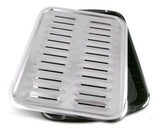 Laser 62250 2-in-1 Broiler Pan, Chrome/Porcelain, Dishwasher Safe, Black, 16 x 12.75 x 1.75-in image 3