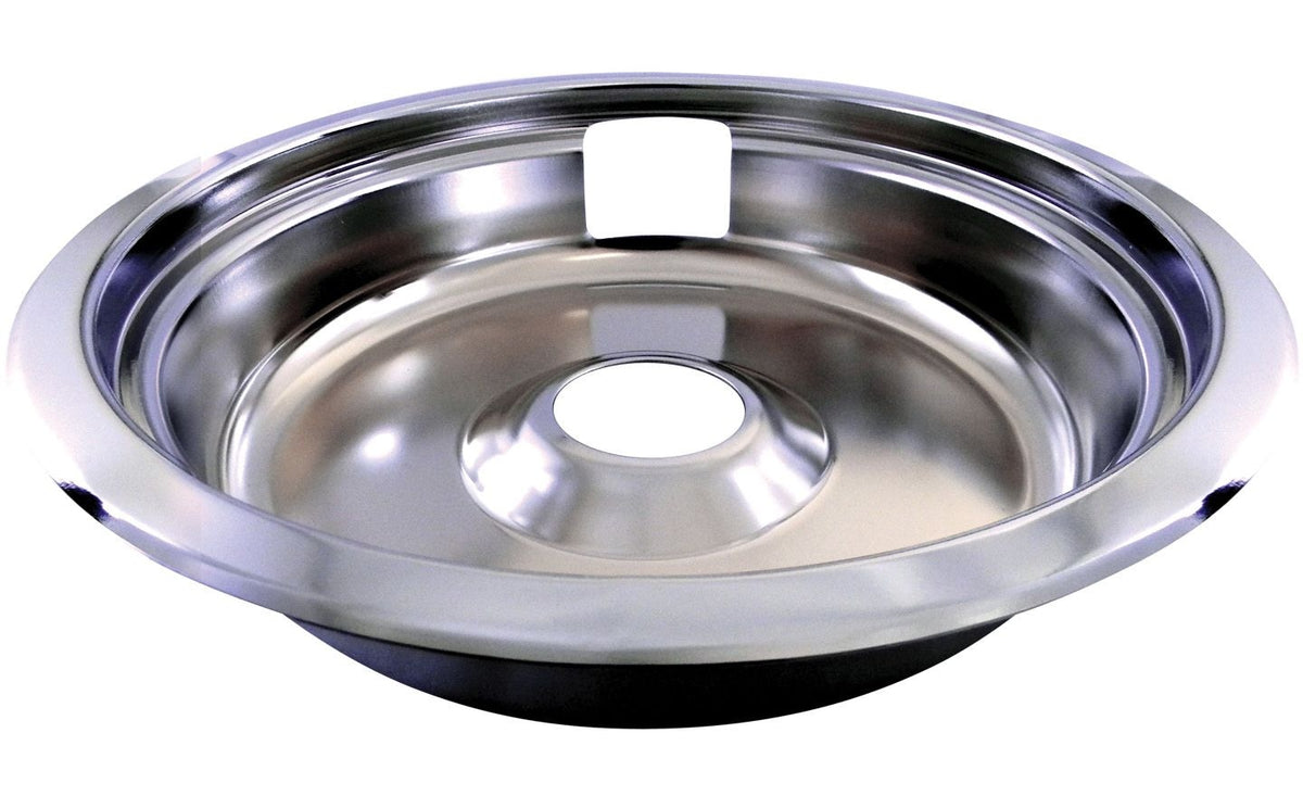 Laser 62470 Universal Stove Drip Pan with Trim Ring, Bright Chrome, 8-in