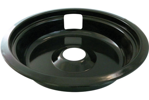 Laser 62490 Universal Porcelain Stove Deep-Draw Drip Pan with Trim Ring, Black, 8-in