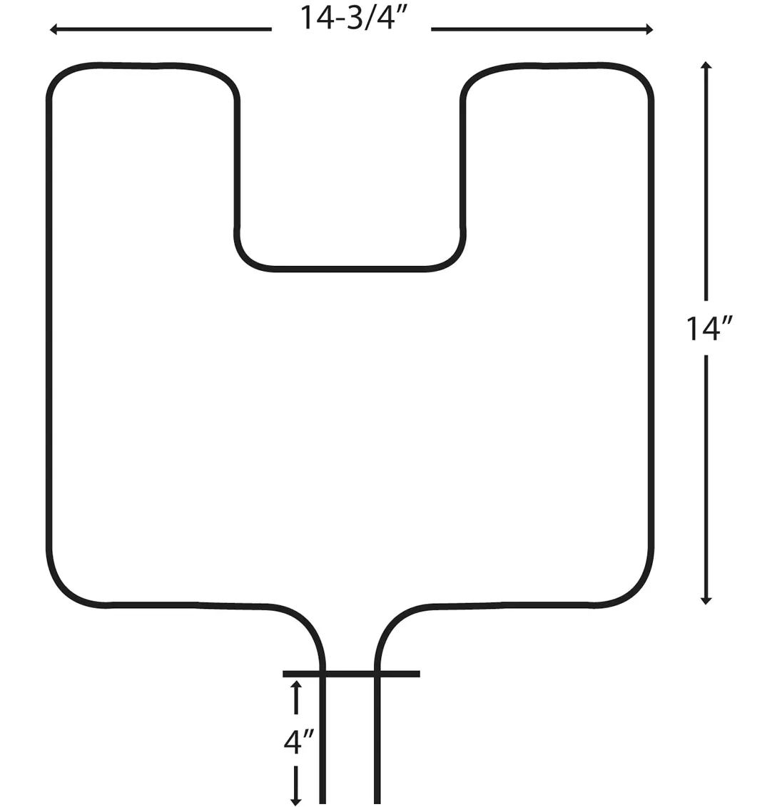 Laser 62509/2 Frigidaire Oven/Bake Element with Fixed 90° Connector, 2400W, 14-3/4-in x 14-in