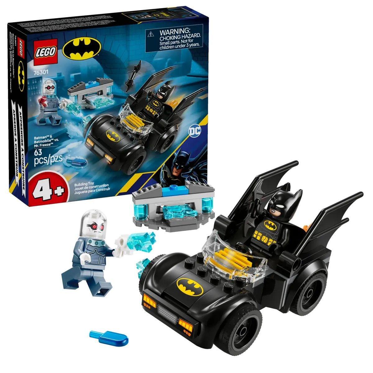 LEGO Batman: Batman & Batmobile vs. Mr. Freeze - 76301, 63-pcs, Ages 4+