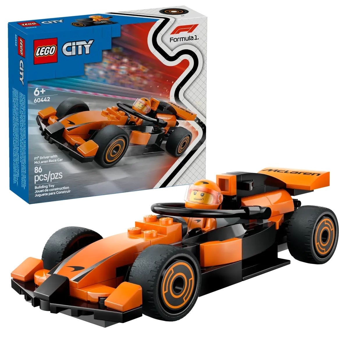 Lego City 60442 F1 Driver with McLaren Race Car, 86-pc