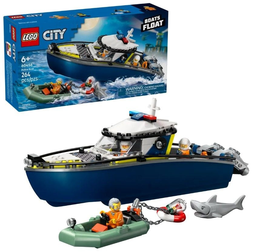 LEGO City Police Boat Chase - 60456, 264-pcs, Ages 6+