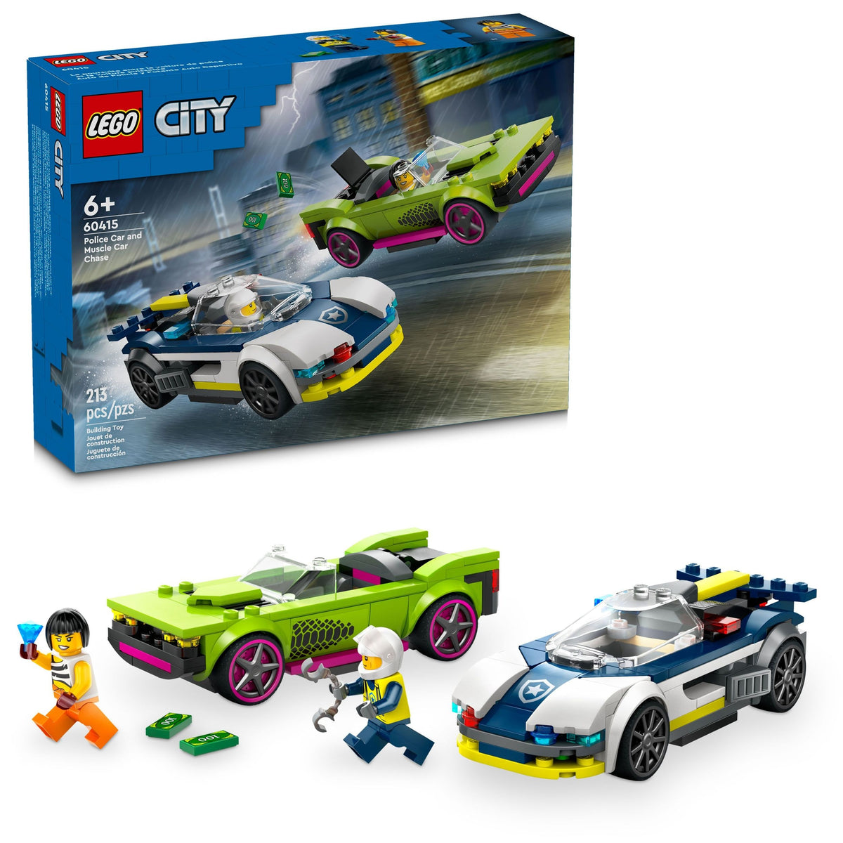 LEGO City Police Car and Muscle Car Chase - 60415, 213-pcs, Ages 6+