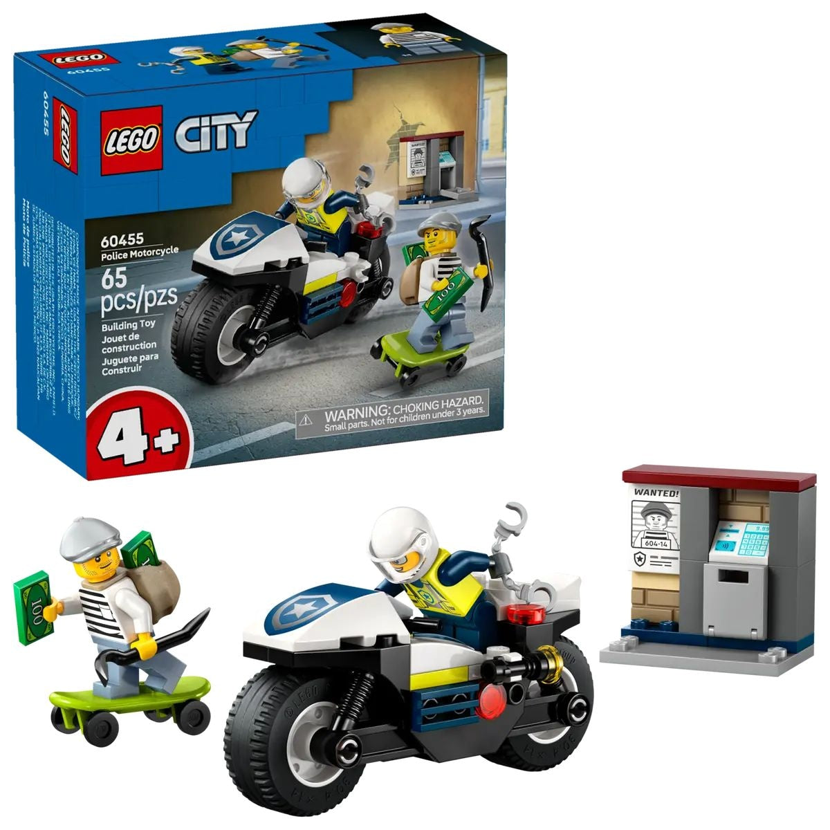 LEGO City Police Motorcycle Chase - 60455, 65-pcs, Ages 4+