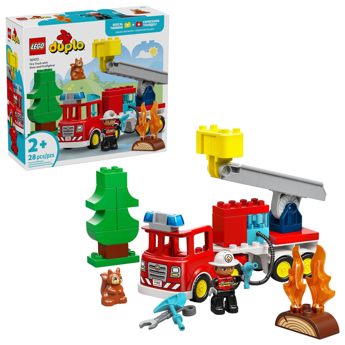 LEGO DUPLO Fire Truck with Hose & Firefighter Toy Building Set - 10473, 26-pcs, Ages 2+