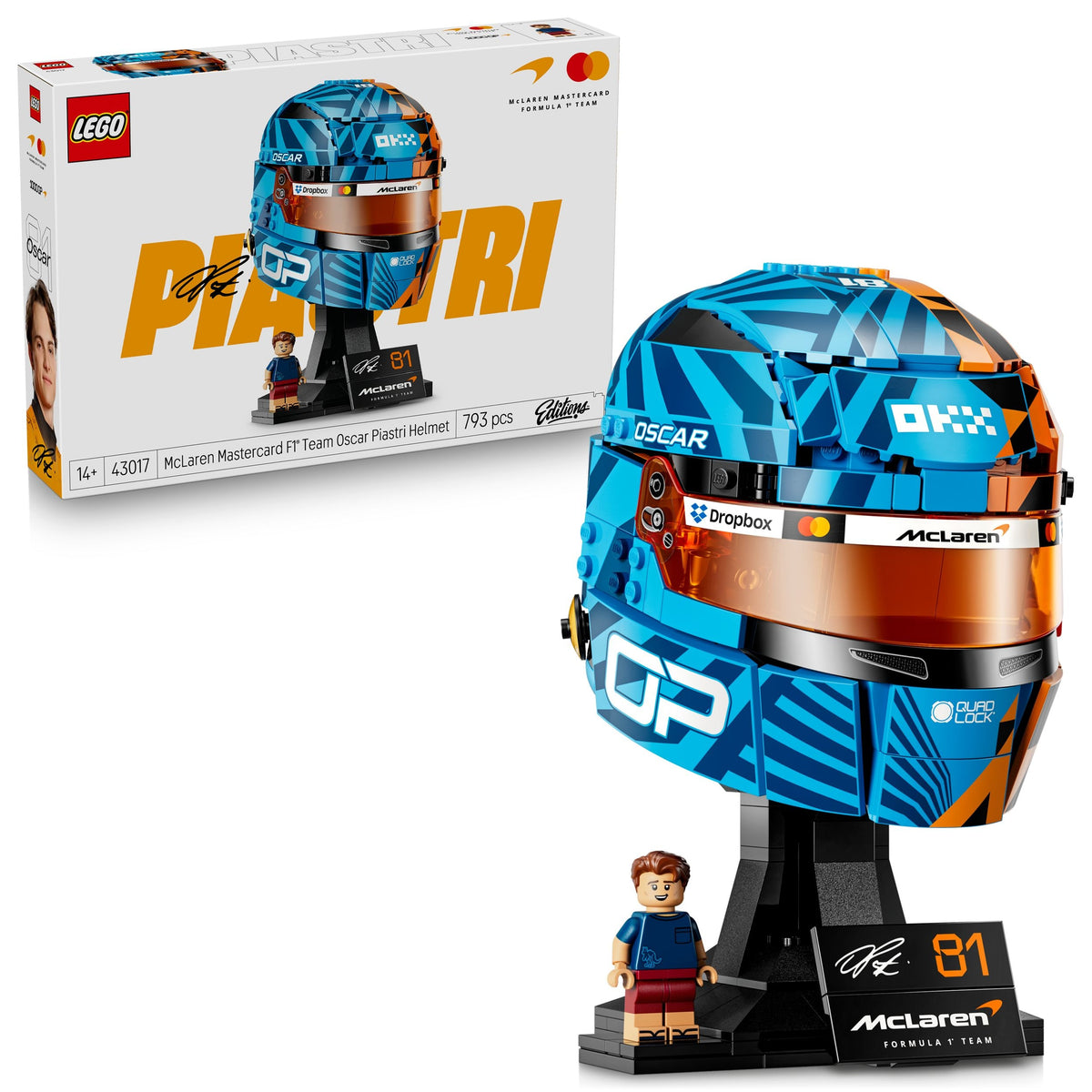 LEGO Editions McLaren Mastercard Oscar Piastri Helmet- 43017, 793-pcs, Ages 14+