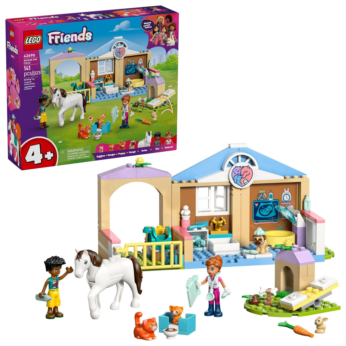 LEGO Friends Animal Vet Clinic Building Set - 42696, 141-pcs, Ages 4+