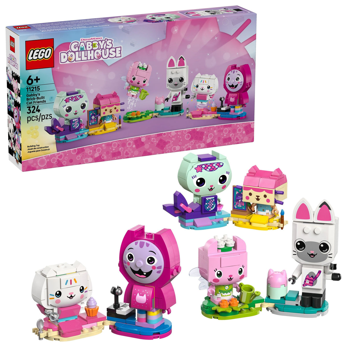 LEGO Gabby's Dollhouse Gabby's Brick-Built Cat Friends - 11215, 324-pcs, Ages 6+