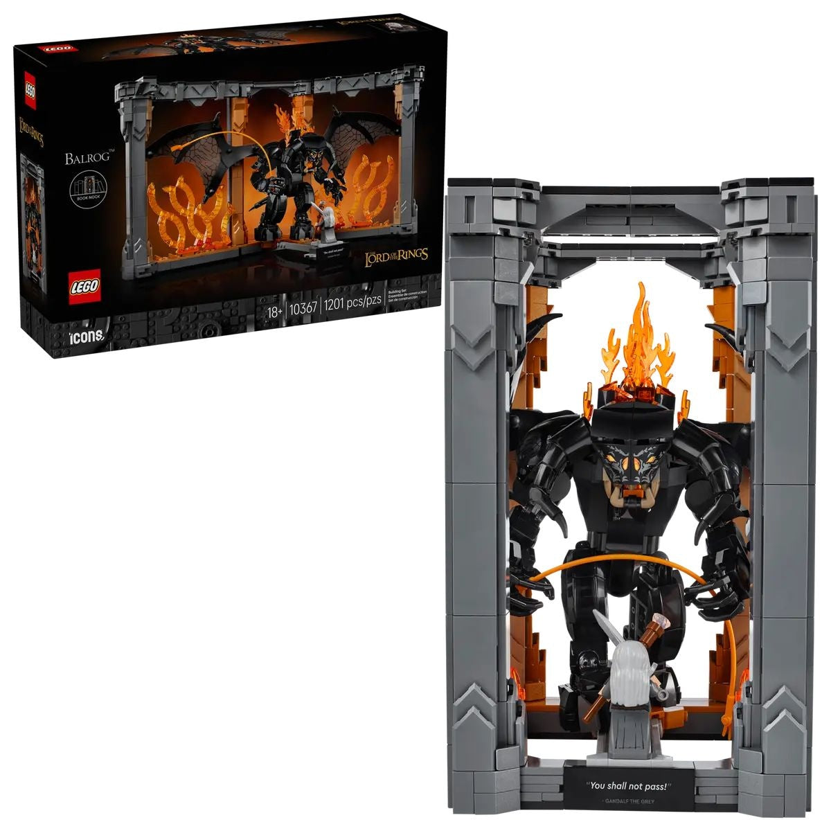 LEGO Icons The Lord of the Rings: Balrog Book Nook - 10367, 1201-pcs, Ages 18+