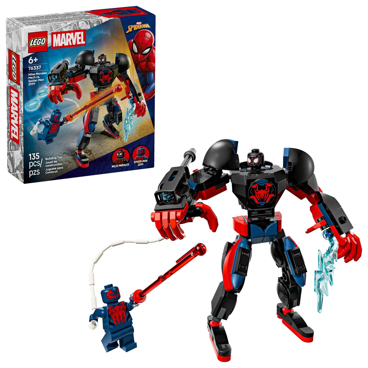 LEGO Marvel Miles Morales Mech Vs. Spider-Man 2099 - 76337, 135-pcs, Ages 6+