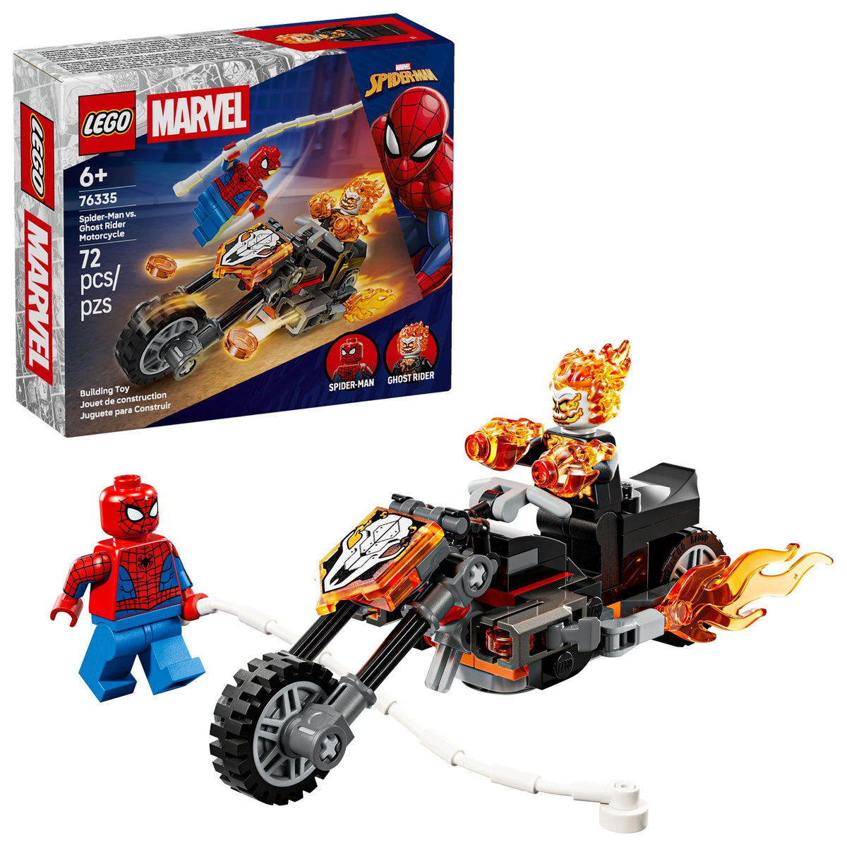 LEGO Marvel Spider-Man vs. Ghost Rider Motorcycle - 76335, 72-pcs, Ages 6+
