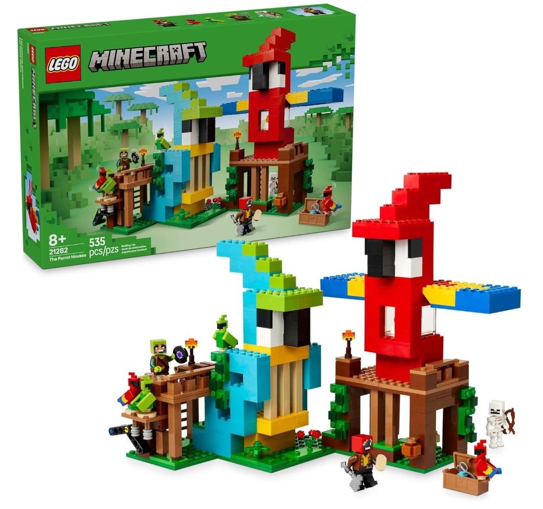 LEGO Minecraft The Parrot Houses Building Toy - 21282, 535-pcs, Ages 8+