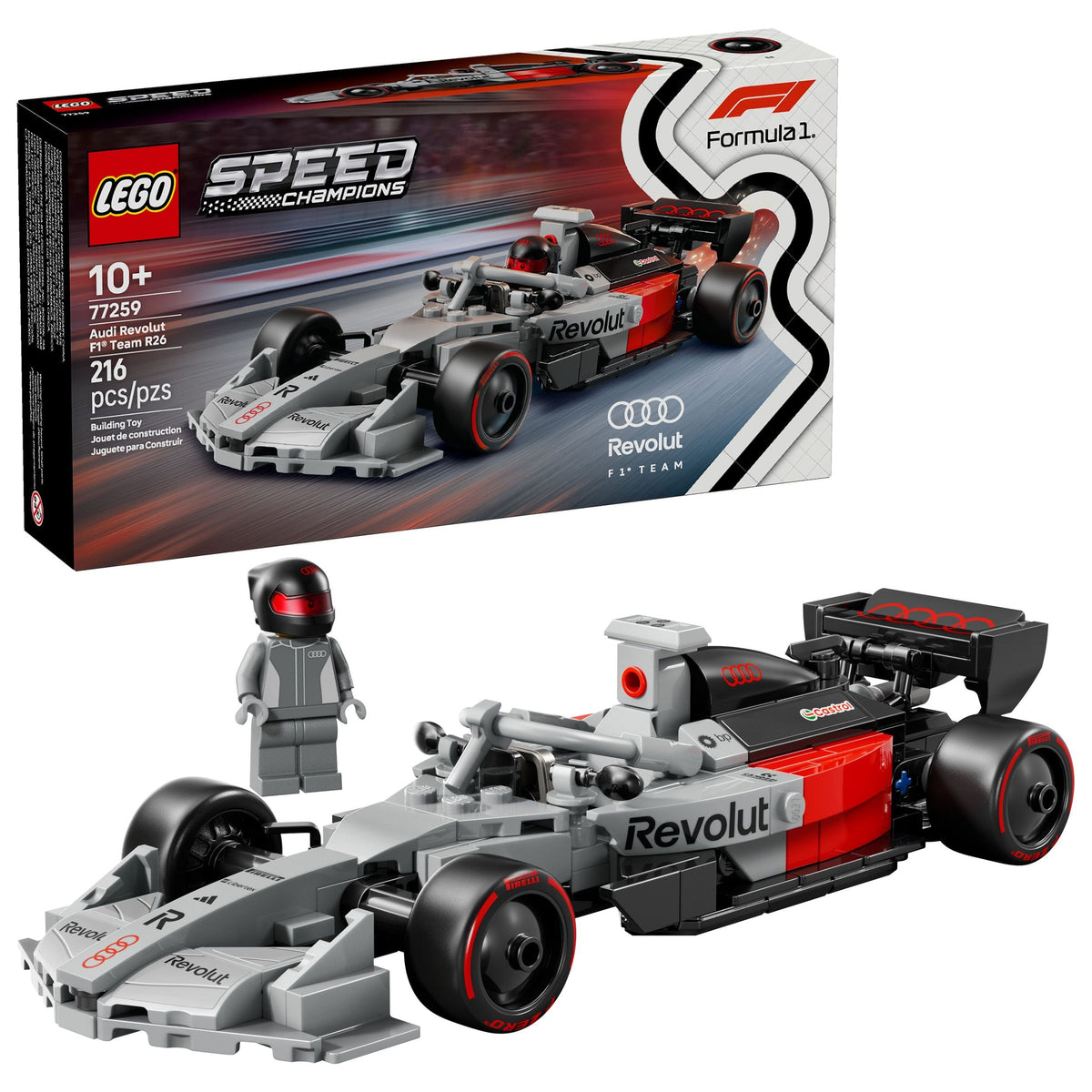 LEGO Speed Champions Audi Revolut F1 Team R26 Race Car - 77259, 215-pc, Ages 10+