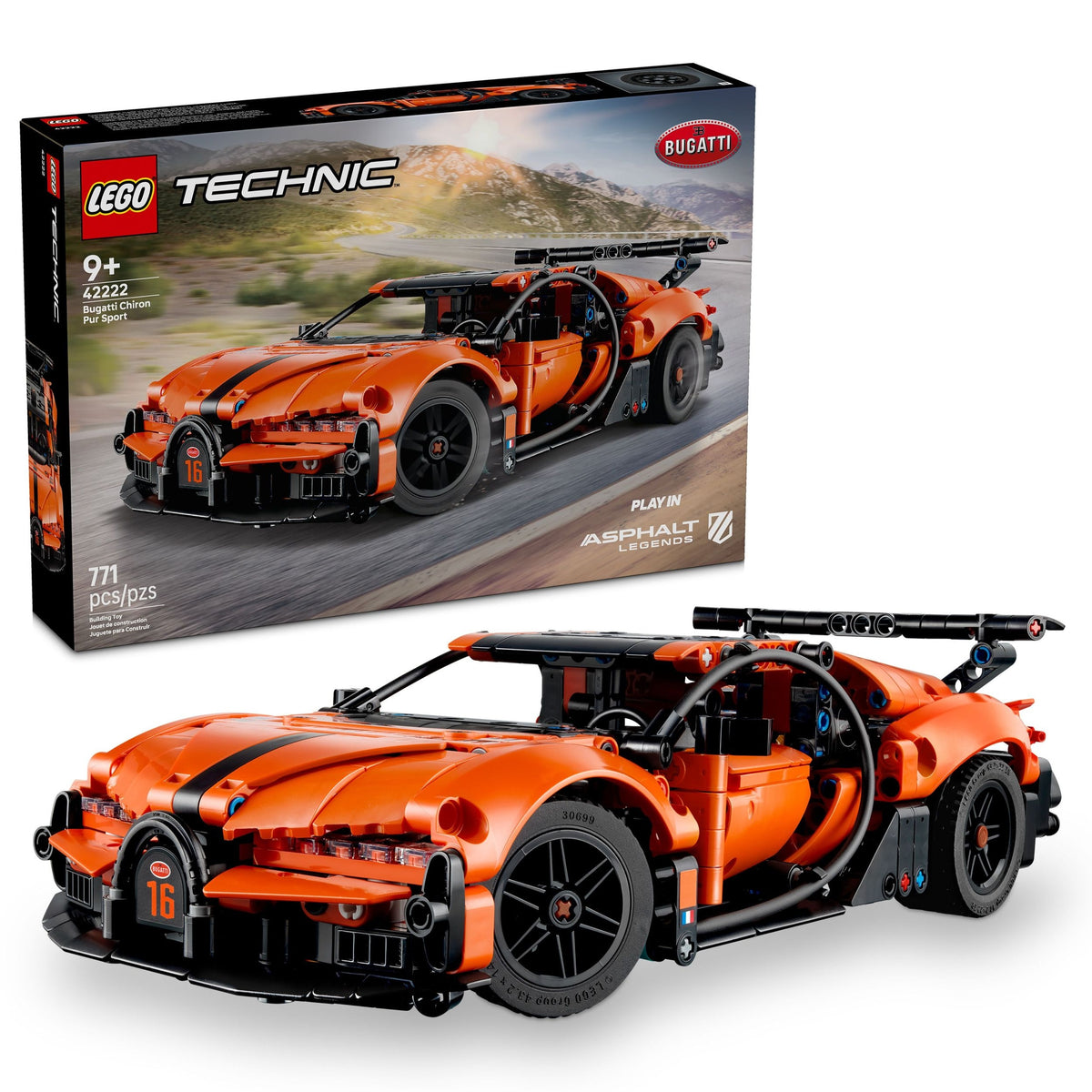 LEGO Technic Bugatti Chiron Pur Sport Hyper Car - 42222, 771-pcs, Ages 9+