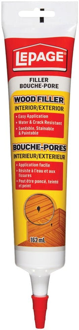 LePage Interior/Exterior Wood Filler, Repairs Cracks & Holes, Water-Resistant, 162-mL