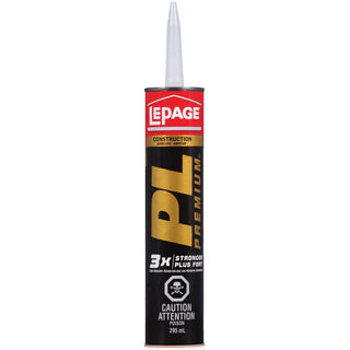 LePage PL Premium Construction Adhesive Glue, Indoor/Outdoor, Weather & Waterproof, 295-mL