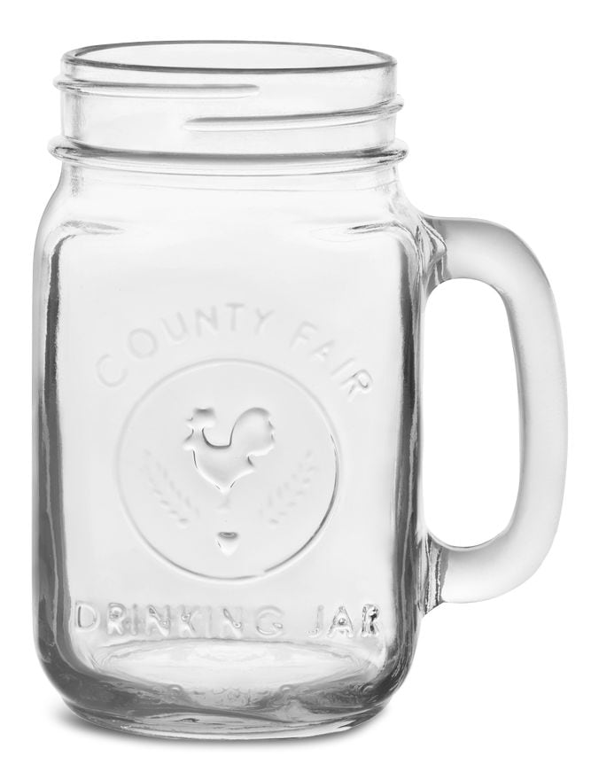 Libbey Glass Drinking Mason Jar, 16.5-oz, with Handle, Dishwasher Safe
