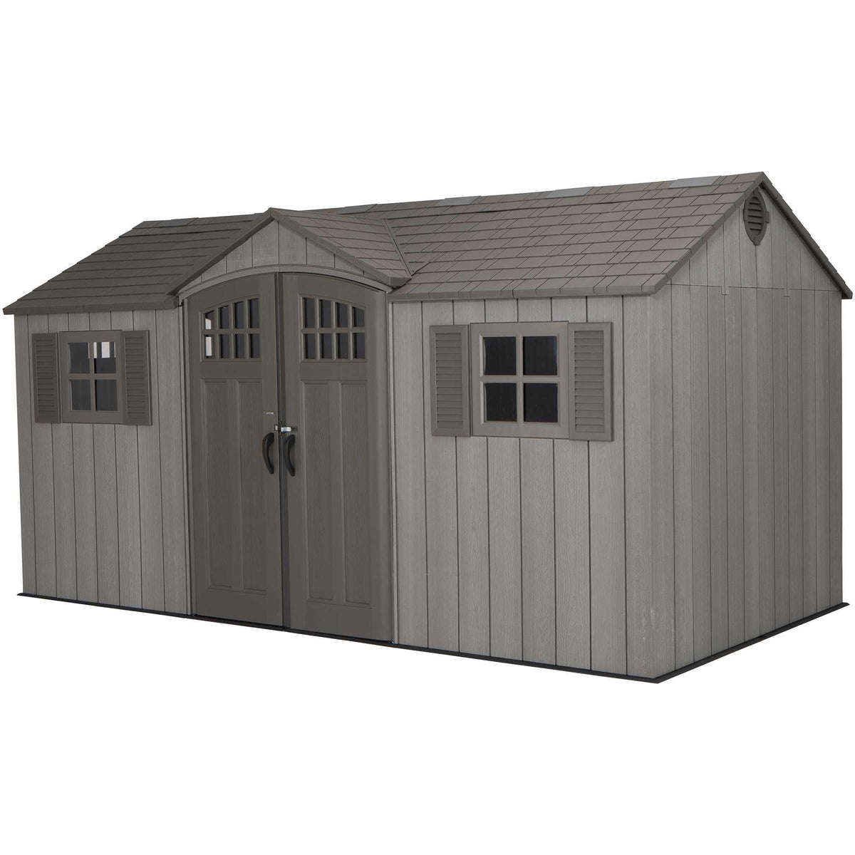 Lifetime Outdoor Storage Shed with Dual Side Entry, Dark Grey Roughcut, 15 x 8-ft