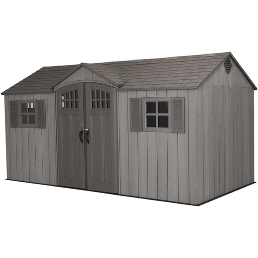 Lifetime Outdoor Storage Shed with Dual Side Entry, Dark Grey Roughcut, 15 x 8-ft