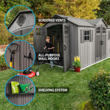 Lifetime Outdoor Storage Shed with Dual Side Entry, Dark Grey Roughcut, 15 x 8-ft image 4