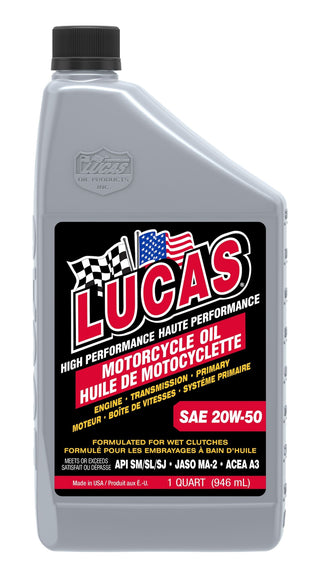 Lucas SAE 20W-50 High Performance Motorcycle Oil, 946-mL