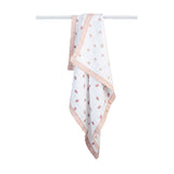Lulujo 3-Ply Daisies & Strawberry Reversible Muslin Blanket