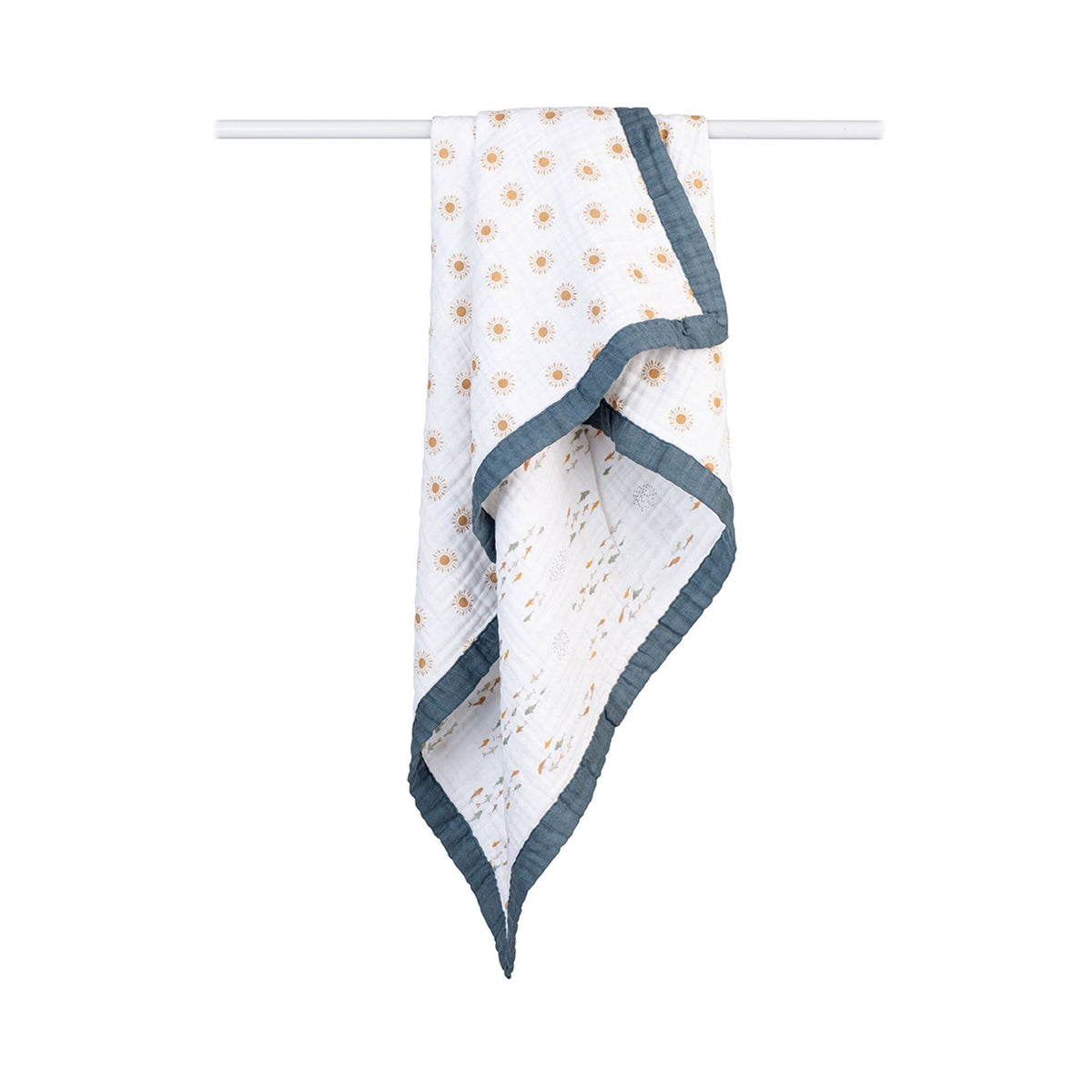 Lulujo 3-Ply Sun & Fish Reversible Muslin Blanket