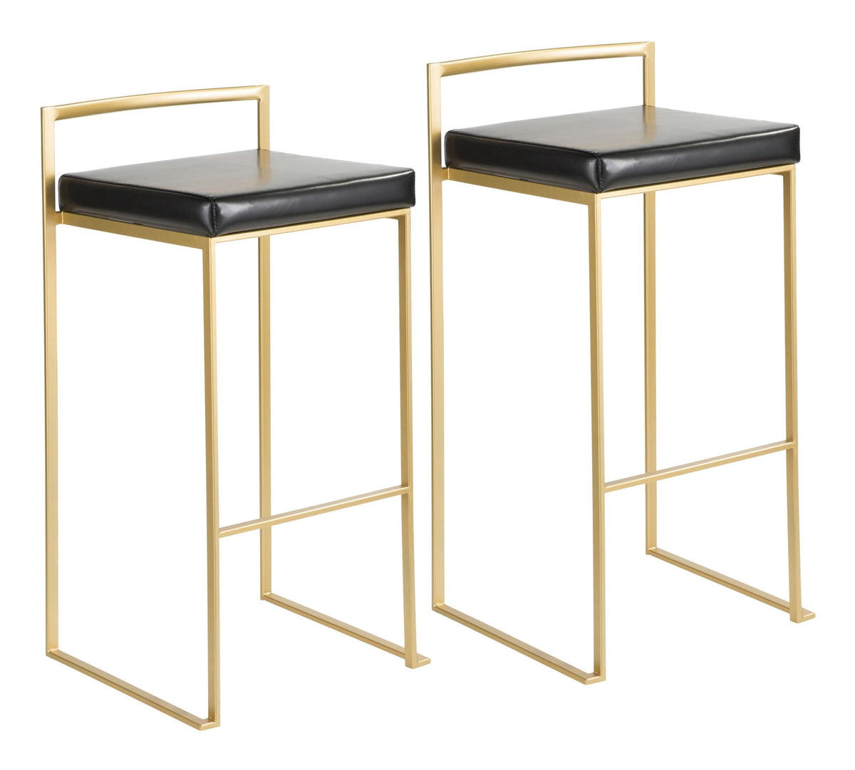 LumiSource Fuji Stackable PU Leather Counter/Bar Stools (2-Piece Set), Gold/Black