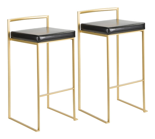 LumiSource Fuji Stackable PU Leather Counter/Bar Stools (2-Piece Set), Gold/Black