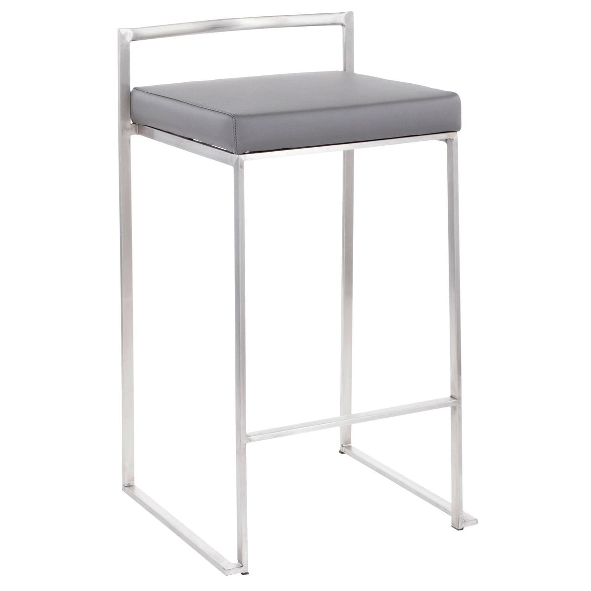 Lumisource Fuji Stacker Fixed-Height Counter Stool, Grey, 26-in, 2-pc