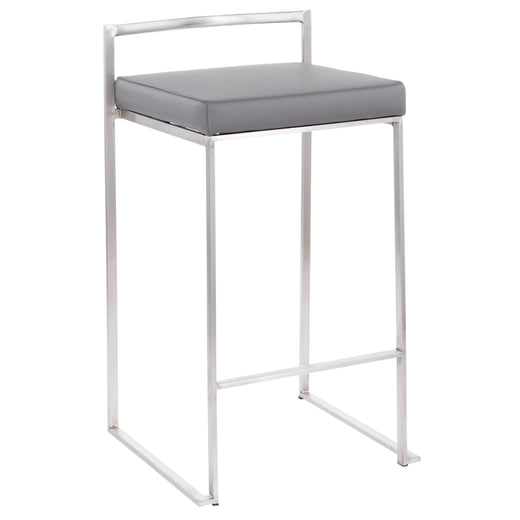 Lumisource Fuji Stacker Fixed-Height Counter Stool, Grey, 26-in, 2-pc