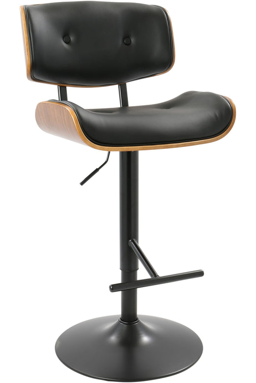 LumiSource Lombardi PU Leather Swivel Counter/Bar Stool Adjustable Height, Walnut/Black
